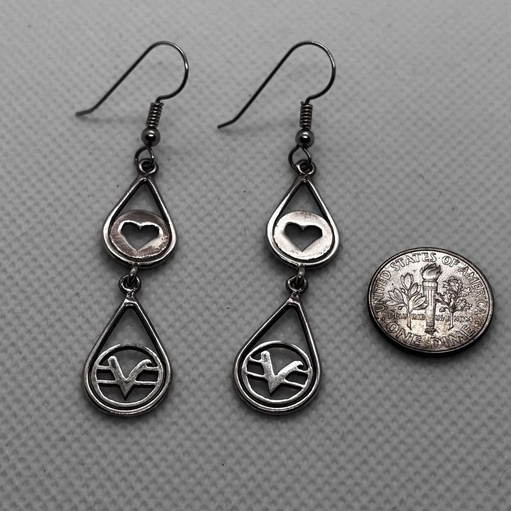 Vintage Hunner Earrings 925 Sterling Silver Dangle Drop Hook Signed - Picture 7 of 10